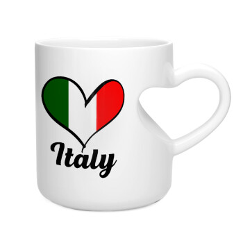 Italy flag, Κούπα καρδιά λευκή, κεραμική, 330ml