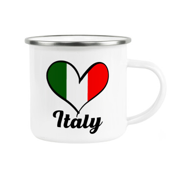 Italy flag, Κούπα Μεταλλική εμαγιέ λευκη 360ml
