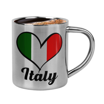 Italy flag, Double-wall metal cup for espresso (220ml)