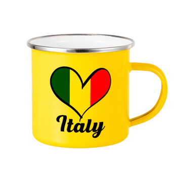 Italy flag, Yellow Enamel Metallic Cup 360ml