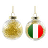 Transparent Christmas tree ball ornament with gold filling 8cm