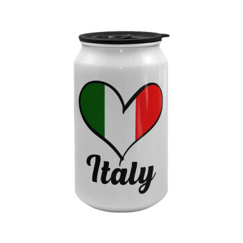 Italy flag, Κούπα ταξιδιού μεταλλική με καπάκι (tin-can) 500ml