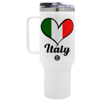 Italy flag, Mega Tumbler με καπάκι, διπλού τοιχώματος (θερμό) 1,2L