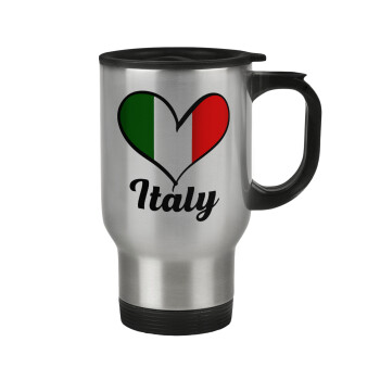 Italy flag, Κούπα ταξιδιού ανοξείδωτη με καπάκι, διπλού τοιχώματος (θερμό) 450ml