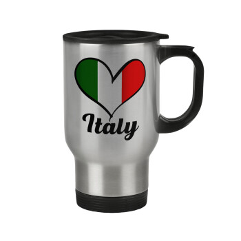 Italy flag, Stainless steel travel mug with lid, double wall 450ml