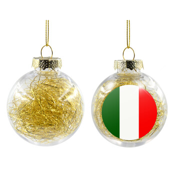 Italy flag, Χριστουγεννιάτικη μπάλα δένδρου διάφανη με χρυσό γέμισμα 8cm