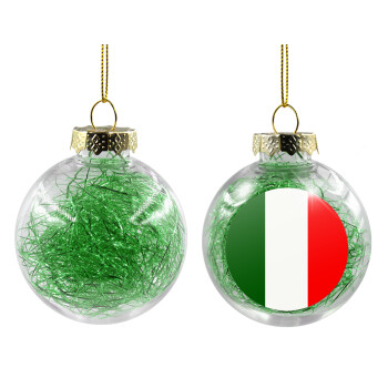 Italy flag, Transparent Christmas tree ball ornament with green filling 8cm