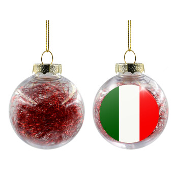 Italy flag, Χριστουγεννιάτικη μπάλα δένδρου διάφανη με κόκκινο γέμισμα 8cm