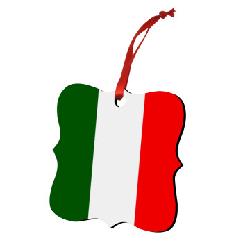 Italy flag, Χριστουγεννιάτικο στολίδι polygon ξύλινο 7.5cm