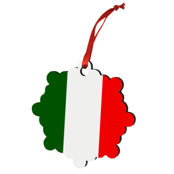 Italy flag, Χριστουγεννιάτικο στολίδι snowflake ξύλινο 7.5cm