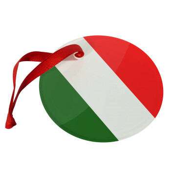 Italy flag, Χριστουγεννιάτικο στολίδι γυάλινο 9cm