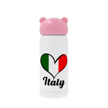Italy flag, Pink stainless steel thermal flask, 320ml