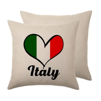 Italy flag, Μαξιλάρι καναπέ ΛΙΝΟ 40x40cm περιέχεται το  γέμισμα
