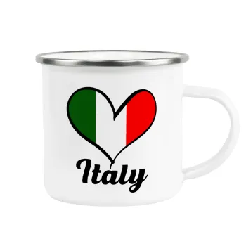 Italy flag, Κούπα Μεταλλική εμαγιέ λευκη 360ml