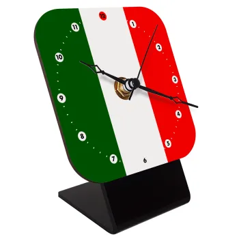 Italy flag, Quartz Wooden table clock with hands (10cm)