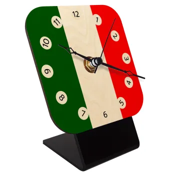 Italy flag, Επιτραπέζιο ρολόι σε φυσικό ξύλο (10cm)