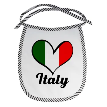 Italy flag, Σαλιάρα μωρού αλέκιαστη με κορδόνι Μαύρη