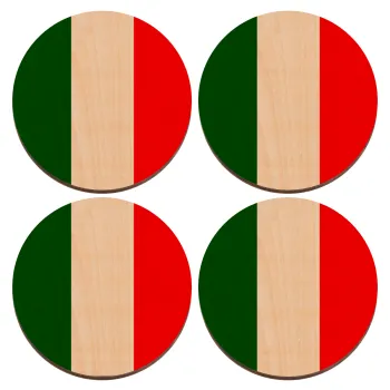 Italy flag, ΣΕΤ x4 Σουβέρ ξύλινα στρογγυλά plywood (9cm)