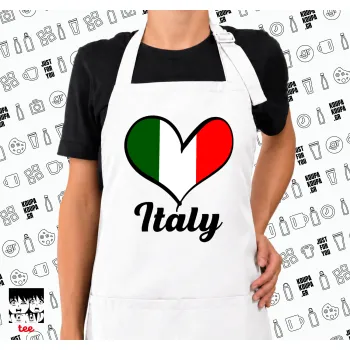 Italy flag, Ποδιά μακριά Σεφ ολόσωμη με τσέπες white (ΕΝΗΛΙΚΩΝ)