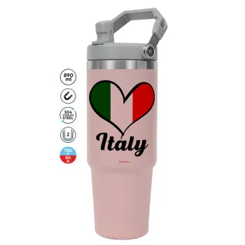 Italy flag, PINK Travel Tumbler with Handle 890ml
