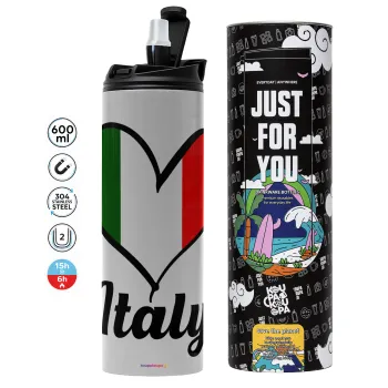 Italy flag, Tumbler stainless steel GREY 600ml