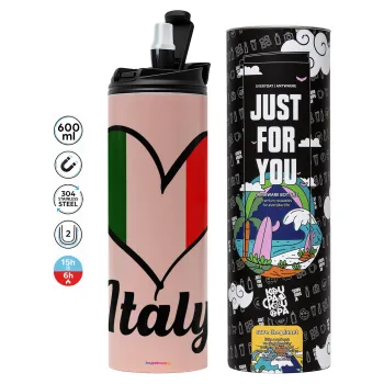 Italy flag, Tumbler stainless steel PINK 600ml