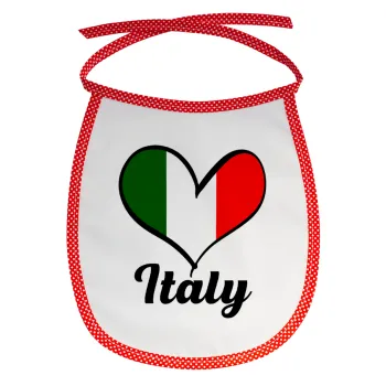 Italy flag, Σαλιάρα μωρού αλέκιαστη με κορδόνι Κόκκινη