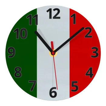 Italy flag, Ρολόι τοίχου γυάλινο (20cm)