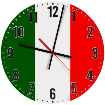Italy flag, Ρολόι τοίχου ξύλινο (30cm)