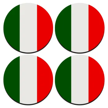 Italy flag, ΣΕΤ 4 Σουβέρ ξύλινα στρογγυλά (9cm)