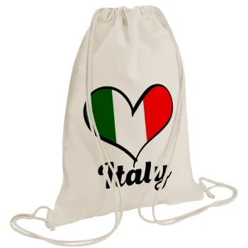 Italy flag, Backpack bag GYMBAG natural (28x40cm)