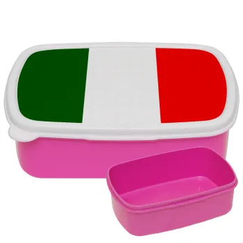 Italy flag, ΡΟΖ παιδικό δοχείο φαγητού (lunchbox) πλαστικό (BPA-FREE) Lunch Βox M18 x Π13 x Υ6cm