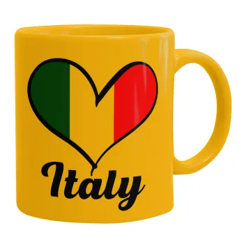 Italy flag, Κούπα, κεραμική κίτρινη, 330ml