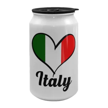 Italy flag, Κούπα ταξιδιού μεταλλική με καπάκι (tin-can) 500ml