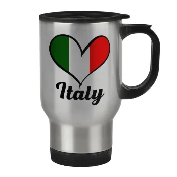 Italy flag, Κούπα ταξιδιού ανοξείδωτη με καπάκι, διπλού τοιχώματος (θερμό) 450ml