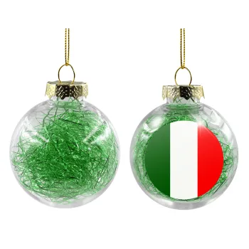 Italy flag, Transparent Christmas tree ball ornament with green filling 8cm