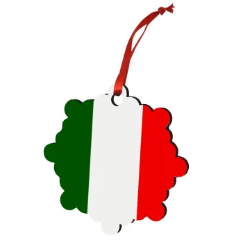 Italy flag, Christmas ornament snowflake wooden 7.5cm