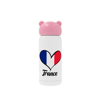 France flag, Pink stainless steel thermal flask, 320ml