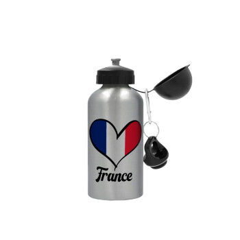 France flag, Metallic water jug, Silver, aluminum 500ml