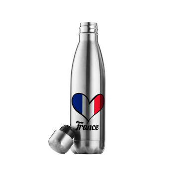 France flag, Μεταλλικό παγούρι θερμός Inox (Stainless steel), διπλού τοιχώματος, 500ml