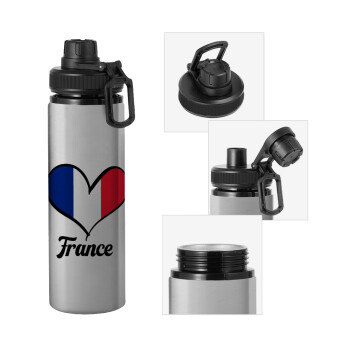 France flag, Metallic water bottle with safety cap, 850ml aluminum