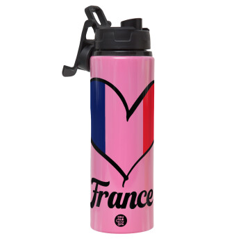 France flag, Metallic water bottle with safety lid, 850ml aluminum