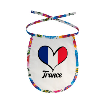 France flag, Σαλιάρα μωρού αλέκιαστη με κορδόνι Χρωματιστή