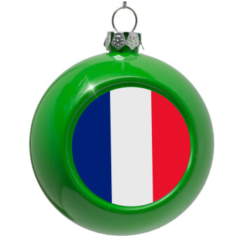France flag, Green Christmas tree ornament bauble 8cm