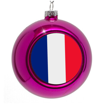 France flag, Purple Christmas tree ornament bauble 8cm