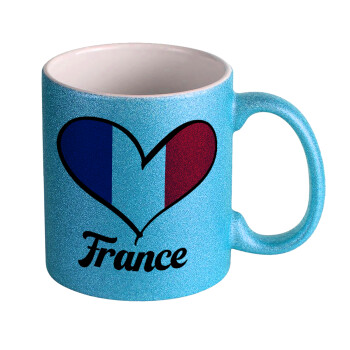 France flag, Κούπα Σιέλ Glitter που γυαλίζει, κεραμική, 330ml