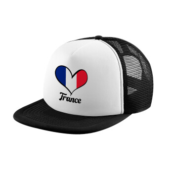 France flag, Καπέλο παιδικό Soft Trucker με Δίχτυ ΜΑΥΡΟ/ΛΕΥΚΟ (POLYESTER, ΠΑΙΔΙΚΟ, ONE SIZE)