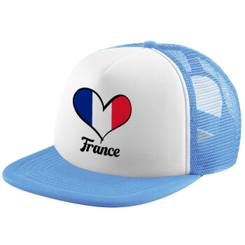 France flag, Καπέλο Soft Trucker με Δίχτυ Γαλάζιο/Λευκό