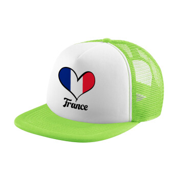 France flag, Καπέλο Soft Trucker με Δίχτυ Πράσινο/Λευκό