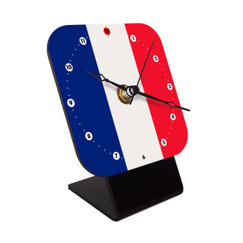 France flag, Επιτραπέζιο ρολόι ξύλινο με δείκτες (10cm)